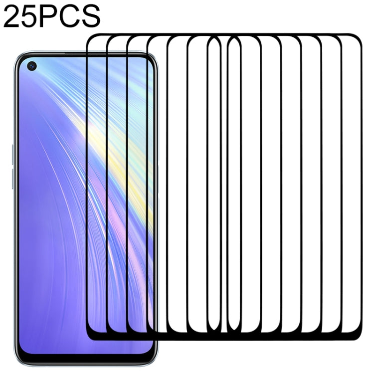 25-pack full-coverage tempered glass screen protector films on smartphone screen