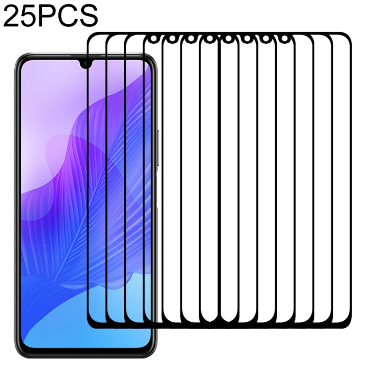 25-pack clear tempered glass screen protector films for a smartphone front