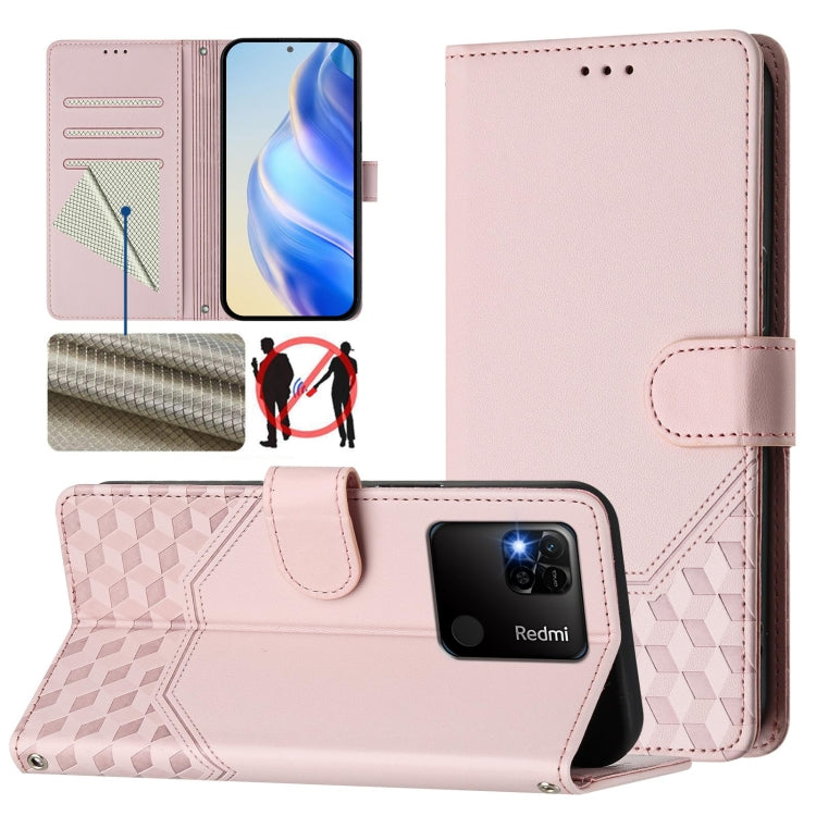 Honeycomb Embossing RFID Leather Phone Case, For Redmi Note 11 Pro 5G / 4G Global, For Redmi Note 12 Pro 4G Global, For Redmi Note 12 4G Global, For Redmi A1 4G / A2 4G, For Redmi Note 12 Explorer / 12 Pro+ 5G, For Redmi Note 12 Pro Speed / 12 Pro 5G  ...