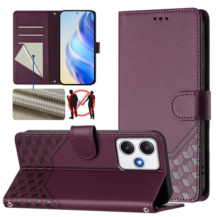 Honeycomb Embossing RFID Leather Phone Case, For Redmi 14C 4G, For Redmi K70 Ultra 5G, For Redmi 13 5G / 4G Global, For Redmi A3 4G Global / A3X 4G, For Redmi Note 13 Pro 4G Global, For Redmi 13C 4G, For Redmi Note 13 4G Global                         ...