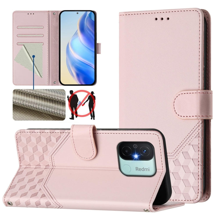 Honeycomb Embossing RFID Leather Phone Case, For Redmi Note 11 Pro 5G / 4G Global, For Redmi Note 12 Pro 4G Global, For Redmi Note 12 4G Global, For Redmi A1 4G / A2 4G, For Redmi Note 12 Explorer / 12 Pro+ 5G, For Redmi Note 12 Pro Speed / 12 Pro 5G  ...