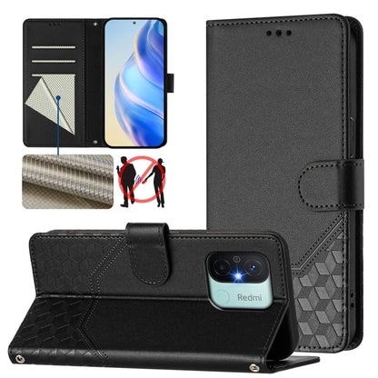 Honeycomb Embossing RFID Leather Phone Case, For Redmi Note 11 Pro 5G / 4G Global, For Redmi Note 12 Pro 4G Global, For Redmi Note 12 4G Global, For Redmi A1 4G / A2 4G, For Redmi Note 12 Explorer / 12 Pro+ 5G, For Redmi Note 12 Pro Speed / 12 Pro 5G  ...