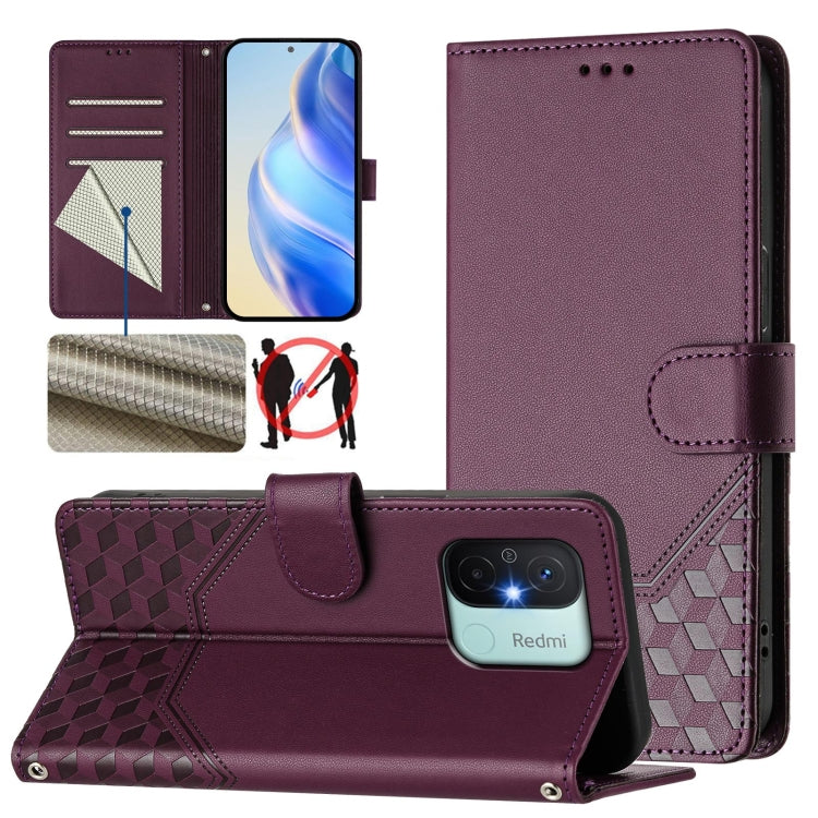 Honeycomb Embossing RFID Leather Phone Case, For Redmi Note 11 Pro 5G / 4G Global, For Redmi Note 12 Pro 4G Global, For Redmi Note 12 4G Global, For Redmi A1 4G / A2 4G, For Redmi Note 12 Explorer / 12 Pro+ 5G, For Redmi Note 12 Pro Speed / 12 Pro 5G  ...