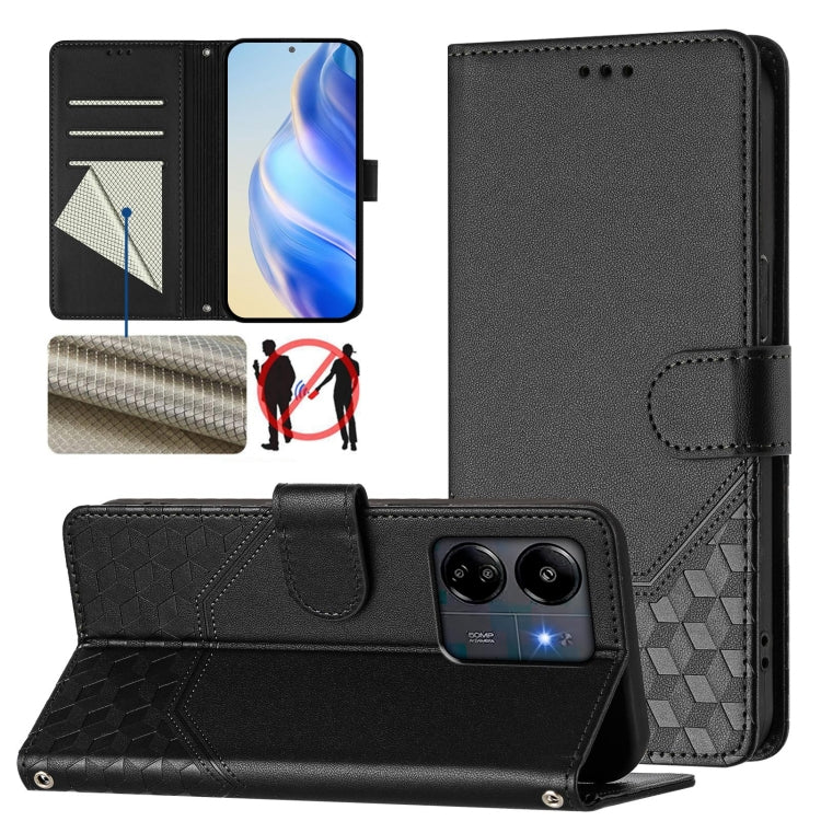 Honeycomb Embossing RFID Leather Phone Case, For Redmi 14C 4G, For Redmi K70 Ultra 5G, For Redmi 13 5G / 4G Global, For Redmi A3 4G Global / A3X 4G, For Redmi Note 13 Pro 4G Global, For Redmi 13C 4G, For Redmi Note 13 4G Global                         ...