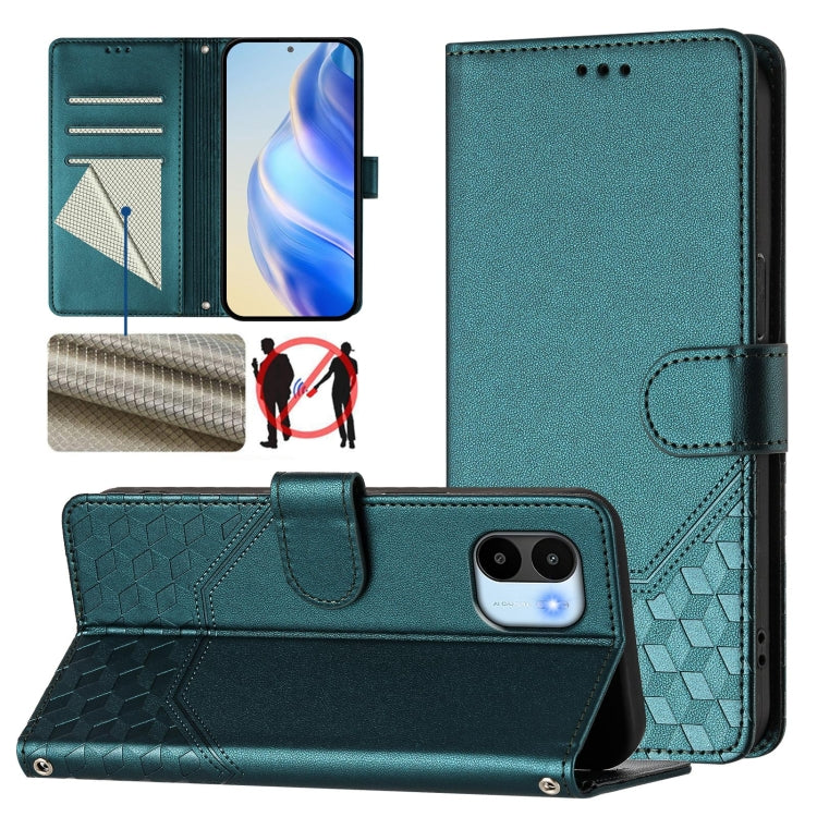 Honeycomb Embossing RFID Leather Phone Case, For Redmi Note 11 Pro 5G / 4G Global, For Redmi Note 12 Pro 4G Global, For Redmi Note 12 4G Global, For Redmi A1 4G / A2 4G, For Redmi Note 12 Explorer / 12 Pro+ 5G, For Redmi Note 12 Pro Speed / 12 Pro 5G  ...