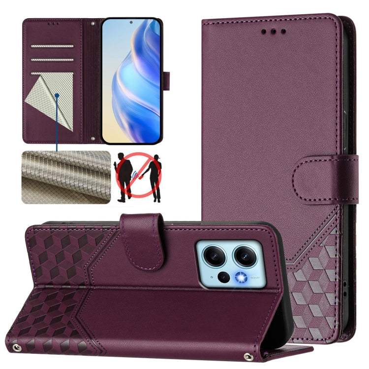 Honeycomb Embossing RFID Leather Phone Case, For Redmi Note 11 Pro 5G / 4G Global, For Redmi Note 12 Pro 4G Global, For Redmi Note 12 4G Global, For Redmi A1 4G / A2 4G, For Redmi Note 12 Explorer / 12 Pro+ 5G, For Redmi Note 12 Pro Speed / 12 Pro 5G  ...