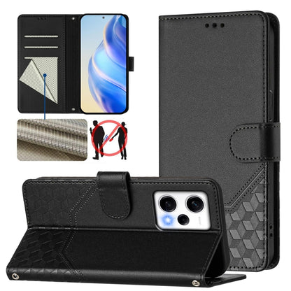 Honeycomb Embossing RFID Leather Phone Case, For Redmi Note 11 Pro 5G / 4G Global, For Redmi Note 12 Pro 4G Global, For Redmi Note 12 4G Global, For Redmi A1 4G / A2 4G, For Redmi Note 12 Explorer / 12 Pro+ 5G, For Redmi Note 12 Pro Speed / 12 Pro 5G  ...
