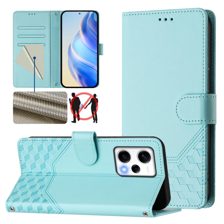 Honeycomb Embossing RFID Leather Phone Case, For Redmi Note 11 Pro 5G / 4G Global, For Redmi Note 12 Pro 4G Global, For Redmi Note 12 4G Global, For Redmi A1 4G / A2 4G, For Redmi Note 12 Explorer / 12 Pro+ 5G, For Redmi Note 12 Pro Speed / 12 Pro 5G  ...