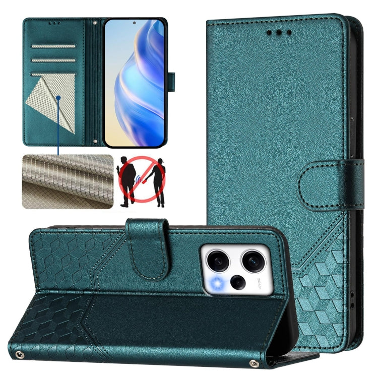 Honeycomb Embossing RFID Leather Phone Case, For Redmi Note 11 Pro 5G / 4G Global, For Redmi Note 12 Pro 4G Global, For Redmi Note 12 4G Global, For Redmi A1 4G / A2 4G, For Redmi Note 12 Explorer / 12 Pro+ 5G, For Redmi Note 12 Pro Speed / 12 Pro 5G  ...