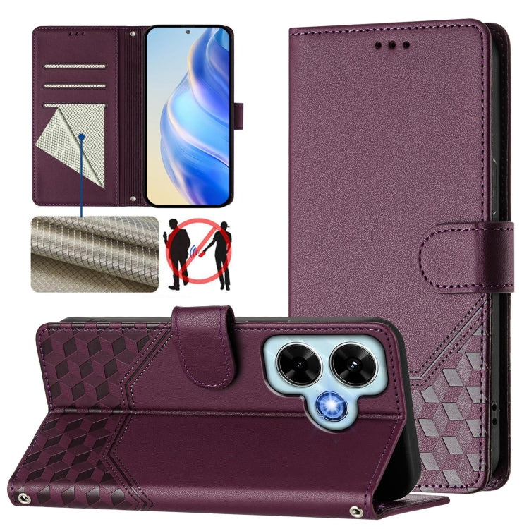 Honeycomb Embossing RFID Leather Phone Case, For Redmi 14C 4G, For Redmi K70 Ultra 5G, For Redmi 13 5G / 4G Global, For Redmi A3 4G Global / A3X 4G, For Redmi Note 13 Pro 4G Global, For Redmi 13C 4G, For Redmi Note 13 4G Global                         ...