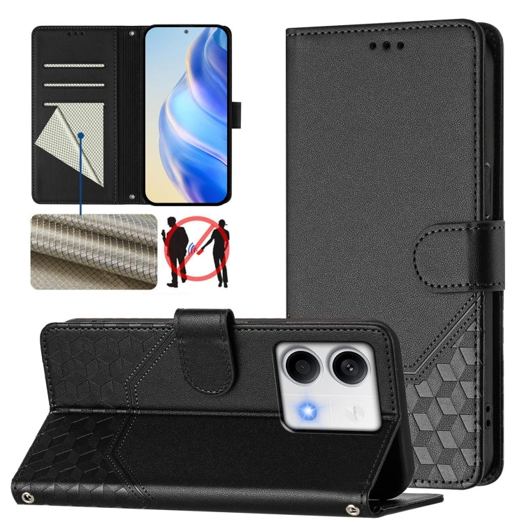 Honeycomb Embossing RFID Leather Phone Case, For Redmi 14C 4G, For Redmi K70 Ultra 5G, For Redmi 13 5G / 4G Global, For Redmi A3 4G Global / A3X 4G, For Redmi Note 13 Pro 4G Global, For Redmi 13C 4G, For Redmi Note 13 4G Global                         ...