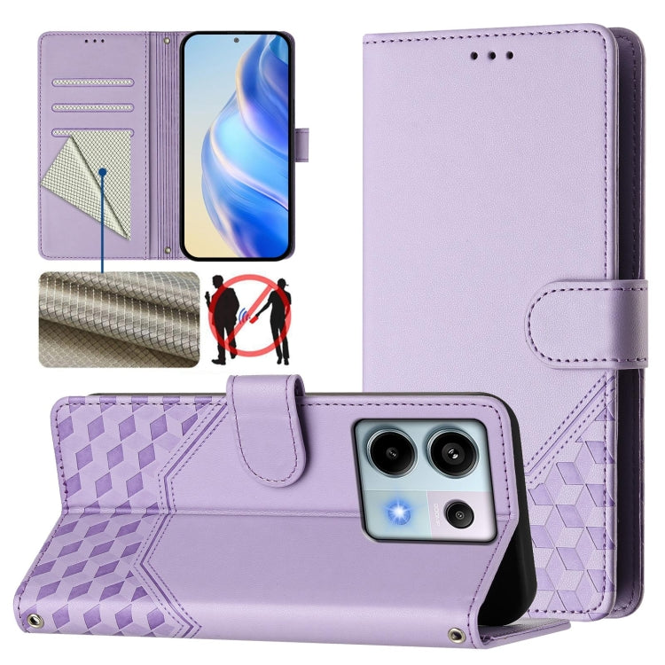 Honeycomb Embossing RFID Leather Phone Case, For Redmi 14C 4G, For Redmi K70 Ultra 5G, For Redmi 13 5G / 4G Global, For Redmi A3 4G Global / A3X 4G, For Redmi Note 13 Pro 4G Global, For Redmi 13C 4G, For Redmi Note 13 4G Global                         ...