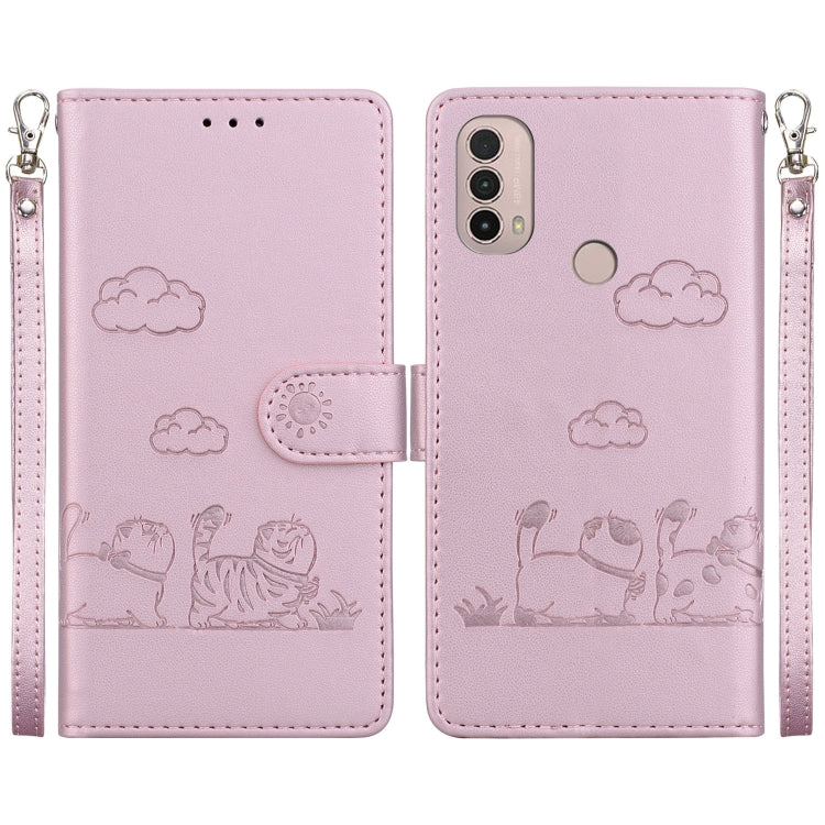 Cute Cats RFID Leather Phone Case, For Motorola Moto E40 / E30 / E20