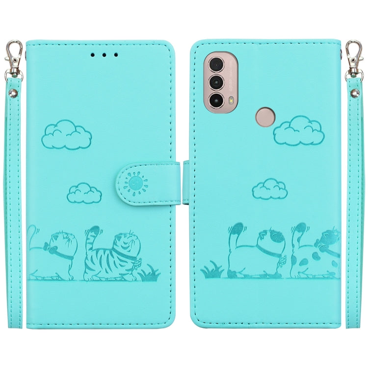 Cute Cats RFID Leather Phone Case, For Motorola Moto E40 / E30 / E20