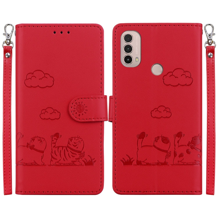Cute Cats RFID Leather Phone Case, For Motorola Moto E40 / E30 / E20