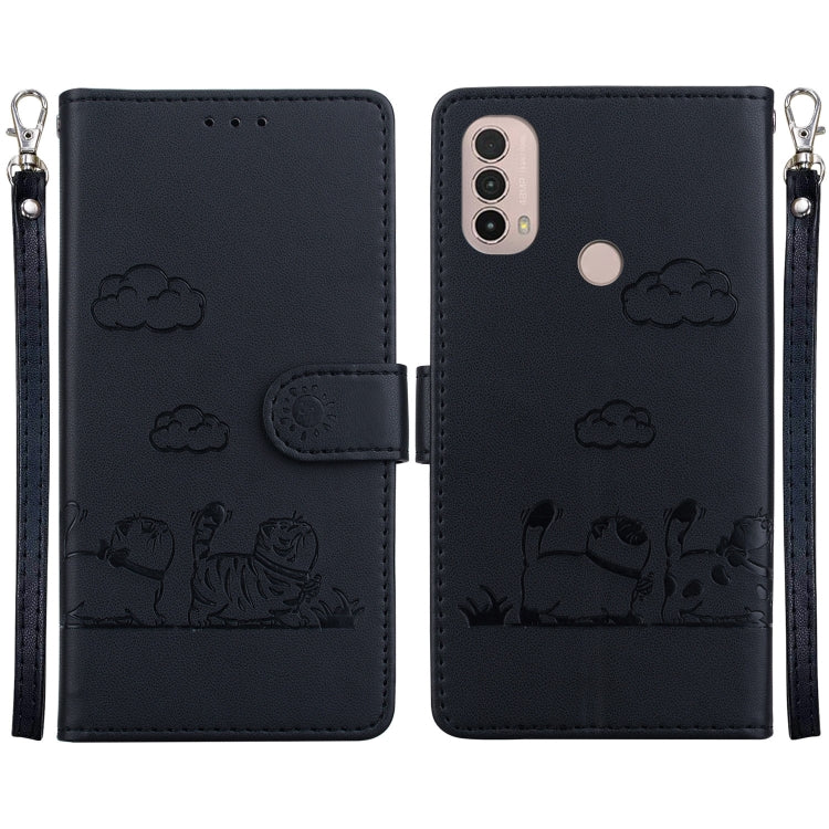 Cute Cats RFID Leather Phone Case, For Motorola Moto E40 / E30 / E20