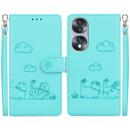 Cute Cats RFID Leather Phone Case, For Honor 70