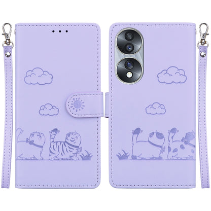Cute Cats RFID Leather Phone Case, For Honor 70