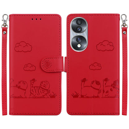 Cute Cats RFID Leather Phone Case, For Honor 70