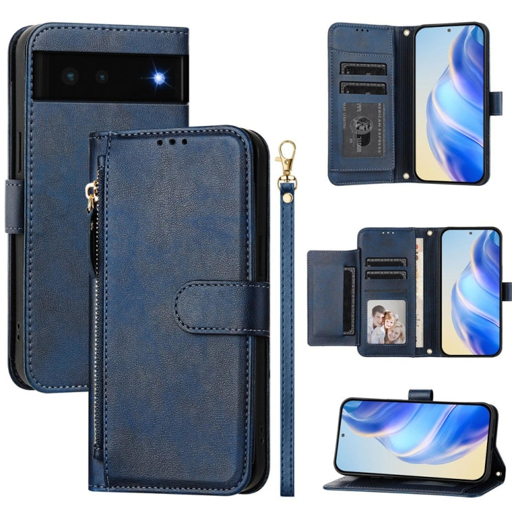 Multi-Card Slots Zipper Wallet Leather Phone Case, For Google Pixel 6, For Google Pixel 5a 5G