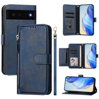 Multi-Card Slots Zipper Wallet Leather Phone Case, For Google Pixel 6, For Google Pixel 5a 5G