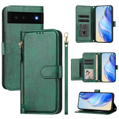 Multi-Card Slots Zipper Wallet Leather Phone Case, For Google Pixel 6, For Google Pixel 5a 5G