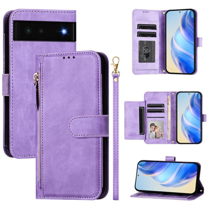 Multi-Card Slots Zipper Wallet Leather Phone Case, For Google Pixel 6, For Google Pixel 5a 5G