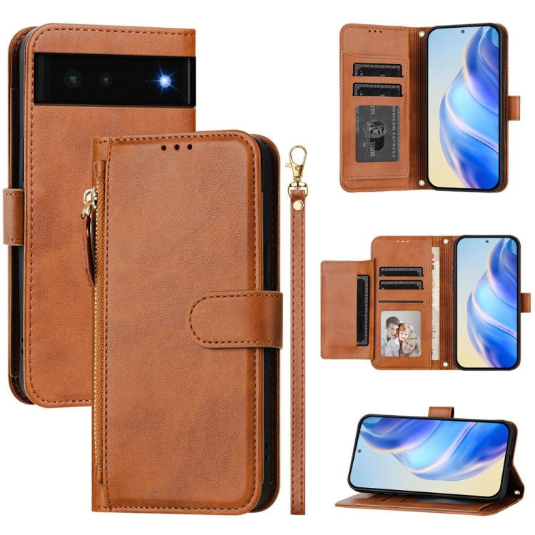 Multi-Card Slots Zipper Wallet Leather Phone Case, For Google Pixel 6, For Google Pixel 5a 5G