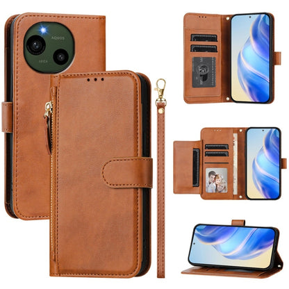 Multi-Card Slots Zipper Wallet Leather Phone Case, For Sharp Aquos wish6, For Sharp Aquos R11, For Sharp Aquos Sense 10, For Sharp Basio Active3, For Sharp Aquos Sense9 Plus, For Sharp Aquos Sense9, For Sharp Aquos R9 Pro, For Sharp Aquos Wish4        ...