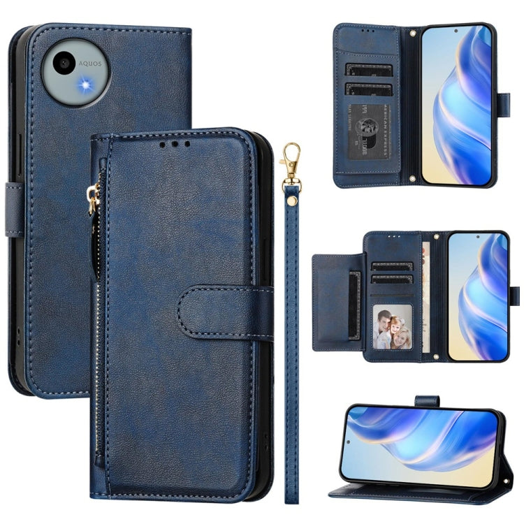 Multi-Card Slots Zipper Wallet Leather Phone Case, For Sharp Aquos wish6, For Sharp Aquos R11, For Sharp Aquos Sense 10, For Sharp Basio Active3, For Sharp Aquos Sense9 Plus, For Sharp Aquos Sense9, For Sharp Aquos R9 Pro, For Sharp Aquos Wish4        ...