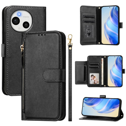 Multi-Card Slots Zipper Wallet Leather Phone Case, For Sharp Aquos wish6, For Sharp Aquos R11, For Sharp Aquos Sense 10, For Sharp Basio Active3, For Sharp Aquos Sense9 Plus, For Sharp Aquos Sense9, For Sharp Aquos R9 Pro, For Sharp Aquos Wish4        ...