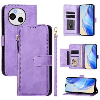 Multi-Card Slots Zipper Wallet Leather Phone Case, For Sharp Aquos wish6, For Sharp Aquos R11, For Sharp Aquos Sense 10, For Sharp Basio Active3, For Sharp Aquos Sense9 Plus, For Sharp Aquos Sense9, For Sharp Aquos R9 Pro, For Sharp Aquos Wish4        ...