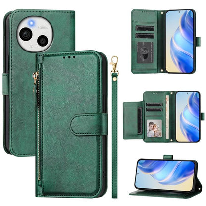 Multi-Card Slots Zipper Wallet Leather Phone Case, For Sharp Aquos wish6, For Sharp Aquos R11, For Sharp Aquos Sense 10, For Sharp Basio Active3, For Sharp Aquos Sense9 Plus, For Sharp Aquos Sense9, For Sharp Aquos R9 Pro, For Sharp Aquos Wish4        ...
