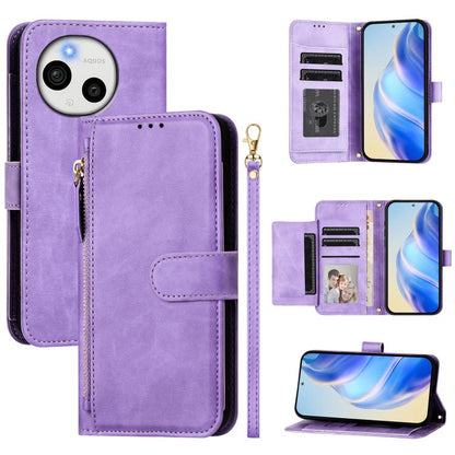Multi-Card Slots Zipper Wallet Leather Phone Case, For Sharp Aquos wish6, For Sharp Aquos R11, For Sharp Aquos Sense 10, For Sharp Basio Active3, For Sharp Aquos Sense9 Plus, For Sharp Aquos Sense9, For Sharp Aquos R9 Pro, For Sharp Aquos Wish4        ...