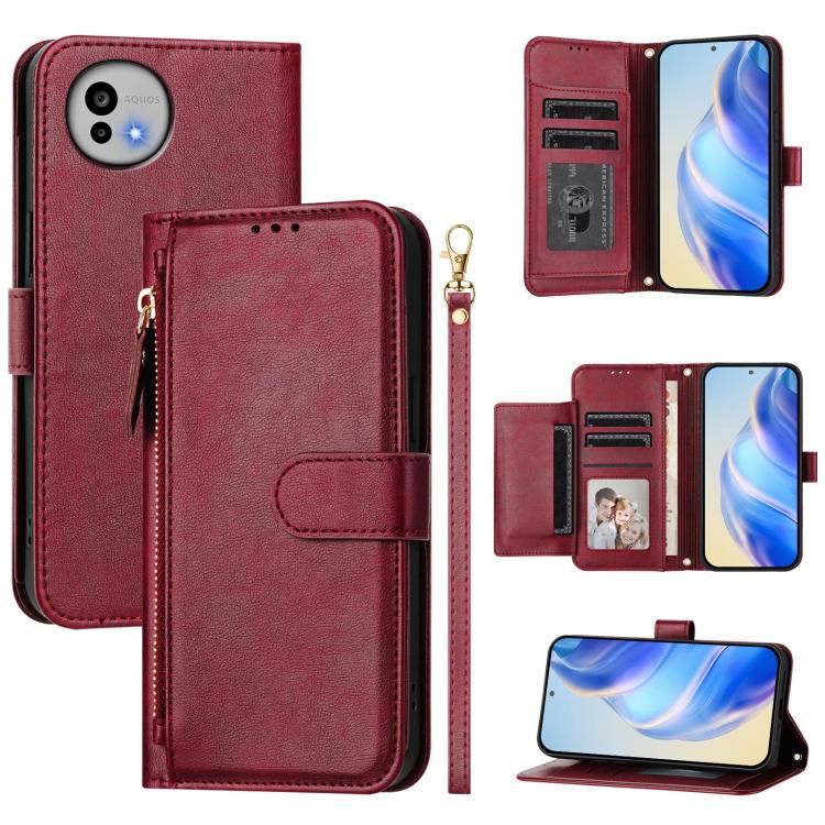 Multi-Card Slots Zipper Wallet Leather Phone Case, For Sharp Aquos wish6, For Sharp Aquos R11, For Sharp Aquos Sense 10, For Sharp Basio Active3, For Sharp Aquos Sense9 Plus, For Sharp Aquos Sense9, For Sharp Aquos R9 Pro, For Sharp Aquos Wish4        ...