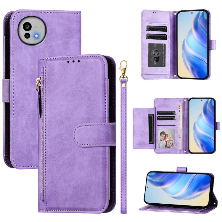 Multi-Card Slots Zipper Wallet Leather Phone Case, For Sharp Aquos wish6, For Sharp Aquos R11, For Sharp Aquos Sense 10, For Sharp Basio Active3, For Sharp Aquos Sense9 Plus, For Sharp Aquos Sense9, For Sharp Aquos R9 Pro, For Sharp Aquos Wish4        ...