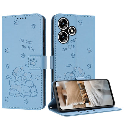 Embossed Kitten Phone Leather Case with Lanyard, For Infinix Note 30i, For Infinix Note 30 Pro, For Infinix Hot 30i, For Infinix Hot 30 4G