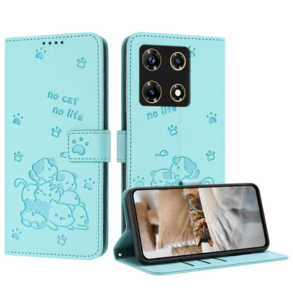 Embossed Kitten Phone Leather Case with Lanyard, For Infinix Note 30i, For Infinix Note 30 Pro, For Infinix Hot 30i, For Infinix Hot 30 4G