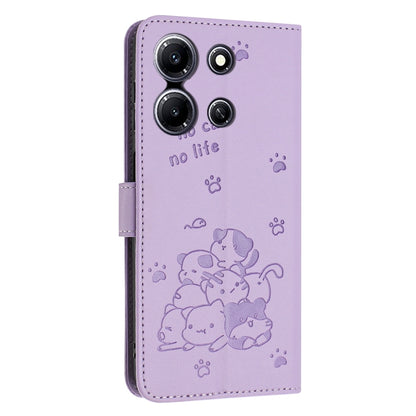 Embossed Kitten Phone Leather Case with Lanyard, For Infinix Note 30i, For Infinix Note 30 Pro, For Infinix Hot 30i, For Infinix Hot 30 4G