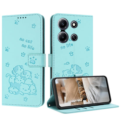 Embossed Kitten Phone Leather Case with Lanyard, For Infinix Note 30i, For Infinix Note 30 Pro, For Infinix Hot 30i, For Infinix Hot 30 4G