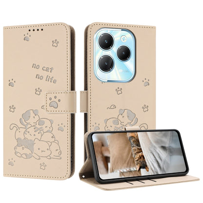 Embossed Kitten Phone Leather Case with Lanyard, For Tecno Camon 30 Pro 5G, For Tecno Camon 30 Premier, For Tecno Camon 30 4G / Camon 30 5G, For Tecno Spark 20 Pro+ 4G, For Tecno Spark 20 Pro, For Tecno Spark Go 2024 4G, For Tecno Pova 5 Pro           ...