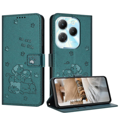 Embossed Kitten Phone Leather Case with Lanyard, For Tecno Camon 30 Pro 5G, For Tecno Camon 30 Premier, For Tecno Camon 30 4G / Camon 30 5G, For Tecno Spark 20 Pro+ 4G, For Tecno Spark 20 Pro, For Tecno Spark Go 2024 4G, For Tecno Pova 5 Pro           ...