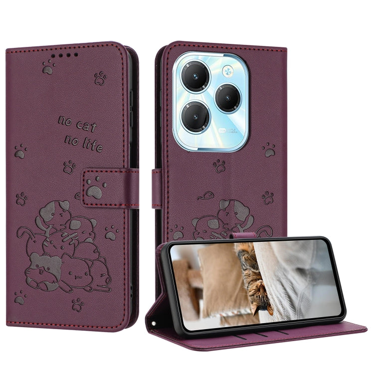 Embossed Kitten Phone Leather Case with Lanyard, For Tecno Camon 30 Pro 5G, For Tecno Camon 30 Premier, For Tecno Camon 30 4G / Camon 30 5G, For Tecno Spark 20 Pro+ 4G, For Tecno Spark 20 Pro, For Tecno Spark Go 2024 4G, For Tecno Pova 5 Pro           ...