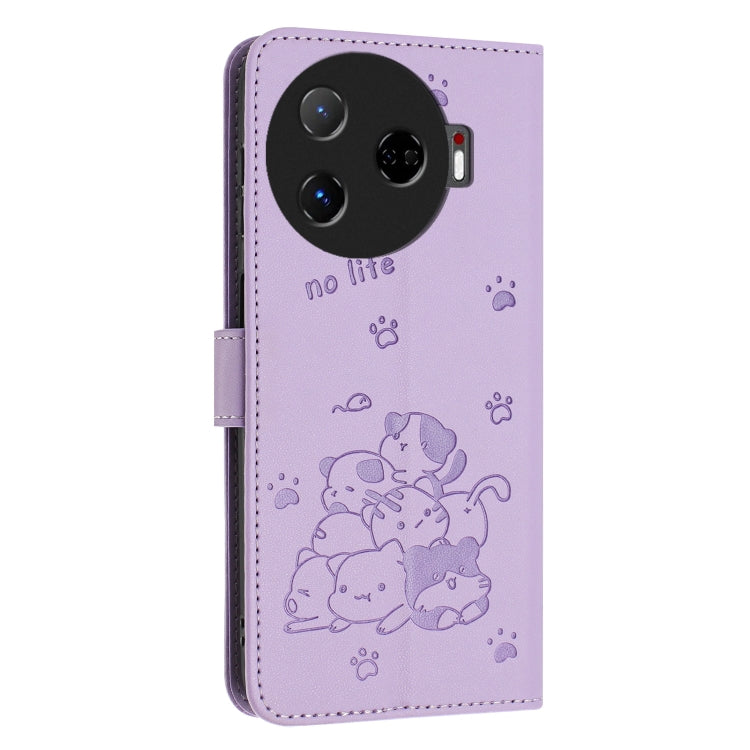 Embossed Kitten Phone Leather Case with Lanyard, For Tecno Camon 30 Pro 5G, For Tecno Camon 30 Premier, For Tecno Camon 30 4G / Camon 30 5G, For Tecno Spark 20 Pro+ 4G, For Tecno Spark 20 Pro, For Tecno Spark Go 2024 4G, For Tecno Pova 5 Pro           ...