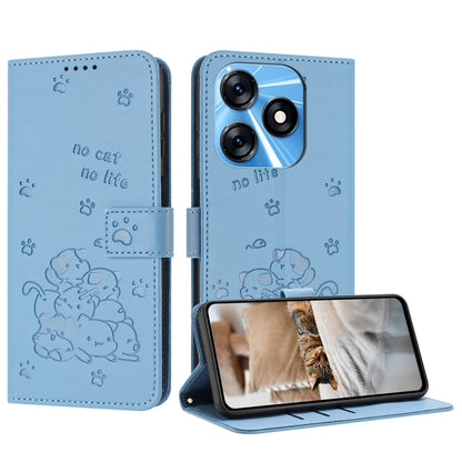 Embossed Kitten Phone Leather Case with Lanyard, For Tecno Camon 30 Pro 5G, For Tecno Camon 30 Premier, For Tecno Camon 30 4G / Camon 30 5G, For Tecno Spark 20 Pro+ 4G, For Tecno Spark 20 Pro, For Tecno Spark Go 2024 4G, For Tecno Pova 5 Pro           ...