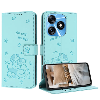 Embossed Kitten Phone Leather Case with Lanyard, For Tecno Camon 30 Pro 5G, For Tecno Camon 30 Premier, For Tecno Camon 30 4G / Camon 30 5G, For Tecno Spark 20 Pro+ 4G, For Tecno Spark 20 Pro, For Tecno Spark Go 2024 4G, For Tecno Pova 5 Pro           ...