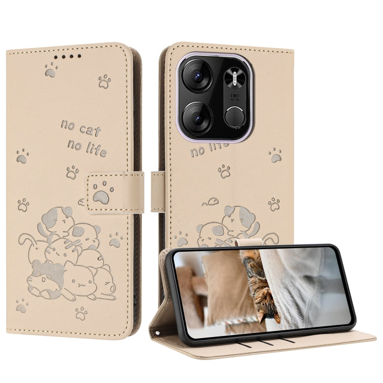 Embossed Kitten Phone Leather Case with Lanyard, For Tecno Camon 30 Pro 5G, For Tecno Camon 30 Premier, For Tecno Camon 30 4G / Camon 30 5G, For Tecno Spark 20 Pro+ 4G, For Tecno Spark 20 Pro, For Tecno Spark Go 2024 4G, For Tecno Pova 5 Pro           ...