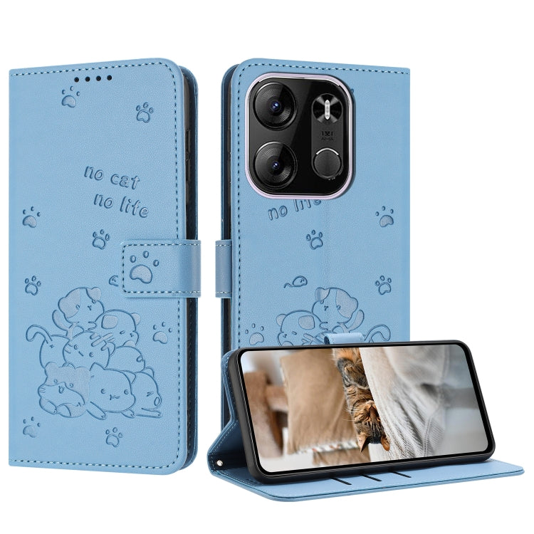Embossed Kitten Phone Leather Case with Lanyard, For Tecno Camon 30 Pro 5G, For Tecno Camon 30 Premier, For Tecno Camon 30 4G / Camon 30 5G, For Tecno Spark 20 Pro+ 4G, For Tecno Spark 20 Pro, For Tecno Spark Go 2024 4G, For Tecno Pova 5 Pro           ...