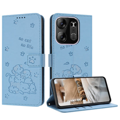 Embossed Kitten Phone Leather Case with Lanyard, For Tecno Camon 30 Pro 5G, For Tecno Camon 30 Premier, For Tecno Camon 30 4G / Camon 30 5G, For Tecno Spark 20 Pro+ 4G, For Tecno Spark 20 Pro, For Tecno Spark Go 2024 4G, For Tecno Pova 5 Pro           ...
