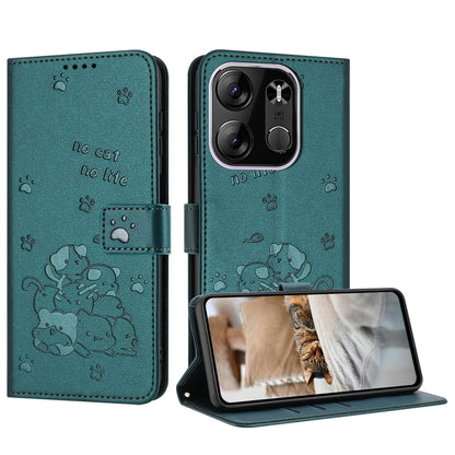 Embossed Kitten Phone Leather Case with Lanyard, For Tecno Camon 30 Pro 5G, For Tecno Camon 30 Premier, For Tecno Camon 30 4G / Camon 30 5G, For Tecno Spark 20 Pro+ 4G, For Tecno Spark 20 Pro, For Tecno Spark Go 2024 4G, For Tecno Pova 5 Pro           ...